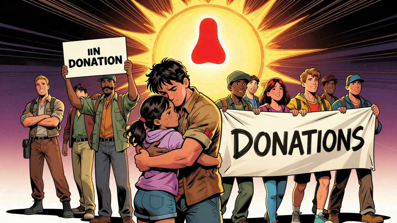 Diverse group of participants united by a comic book-style charity movement for men&#039;s health and cancer awareness.