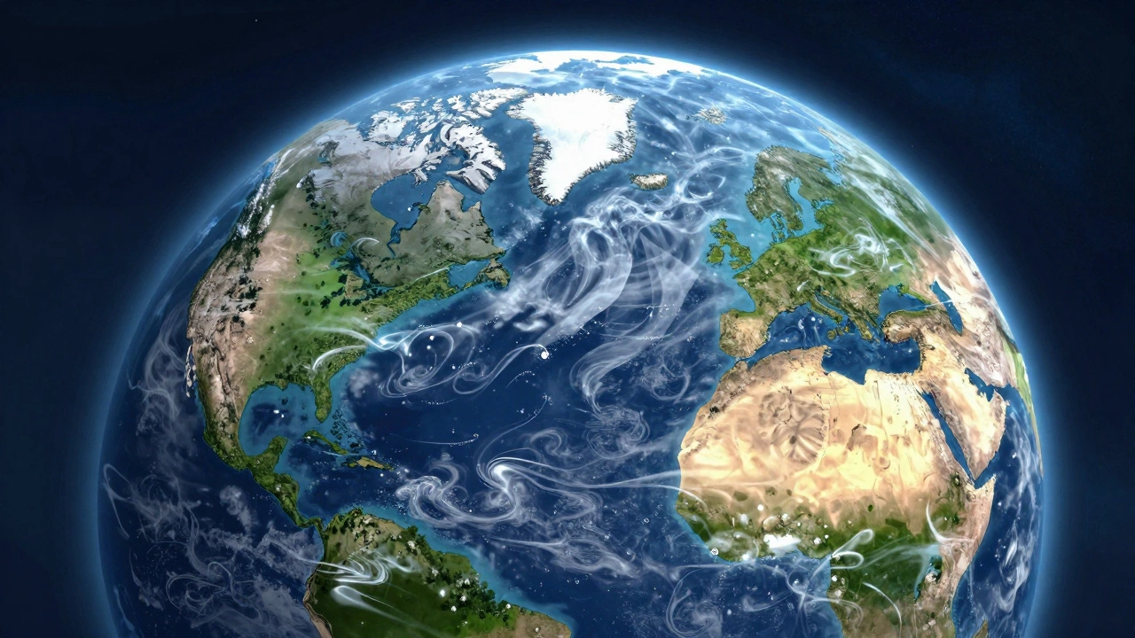 Earth viewed from space showing global biomes and atmosphere