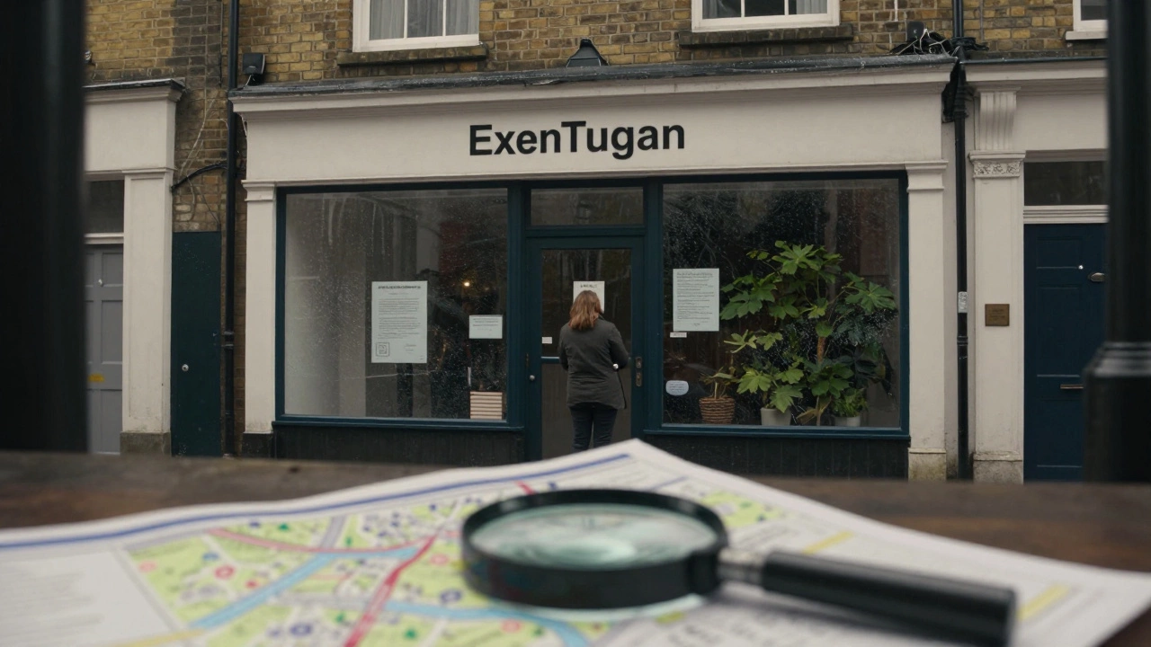 Person investigating a suspicious building address