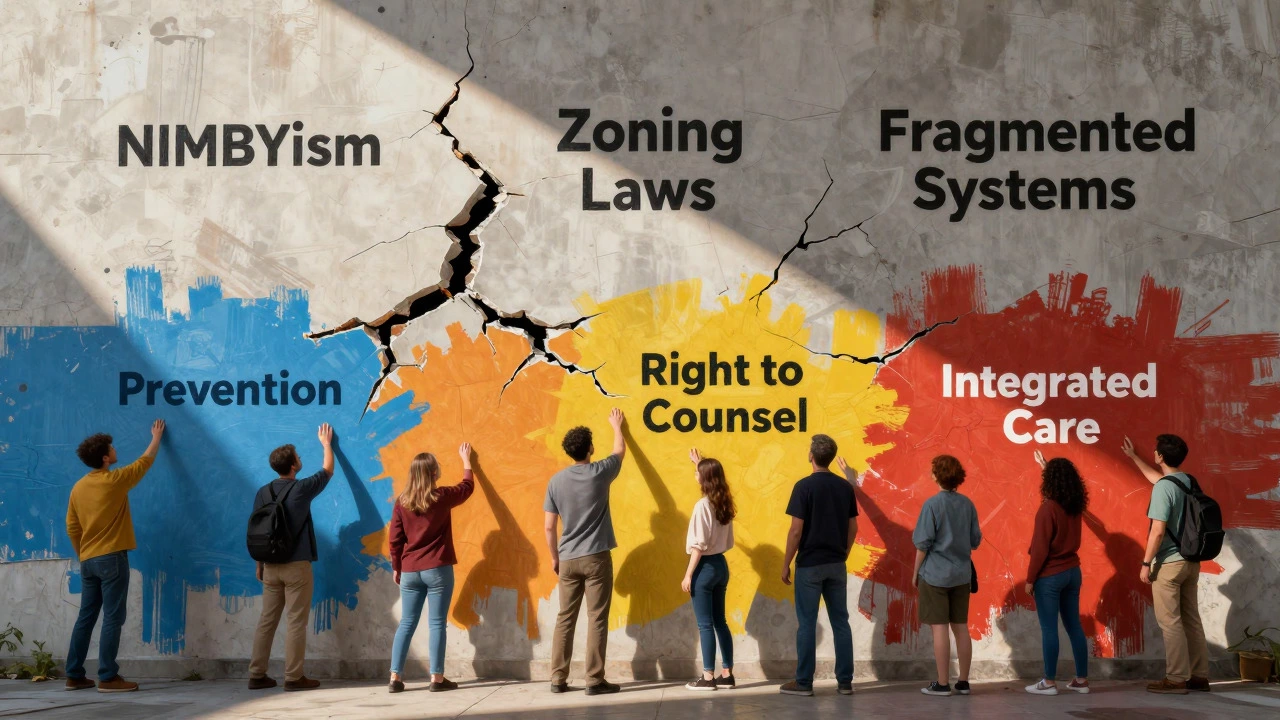 Advocates dismantling symbolic barriers like zoning laws and NIMBYism.