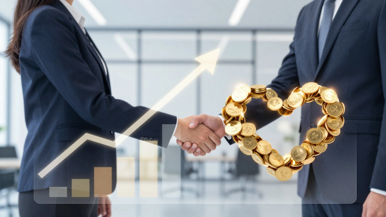 Handshake between nonprofit and corporate partners symbolizing sponsorship deal