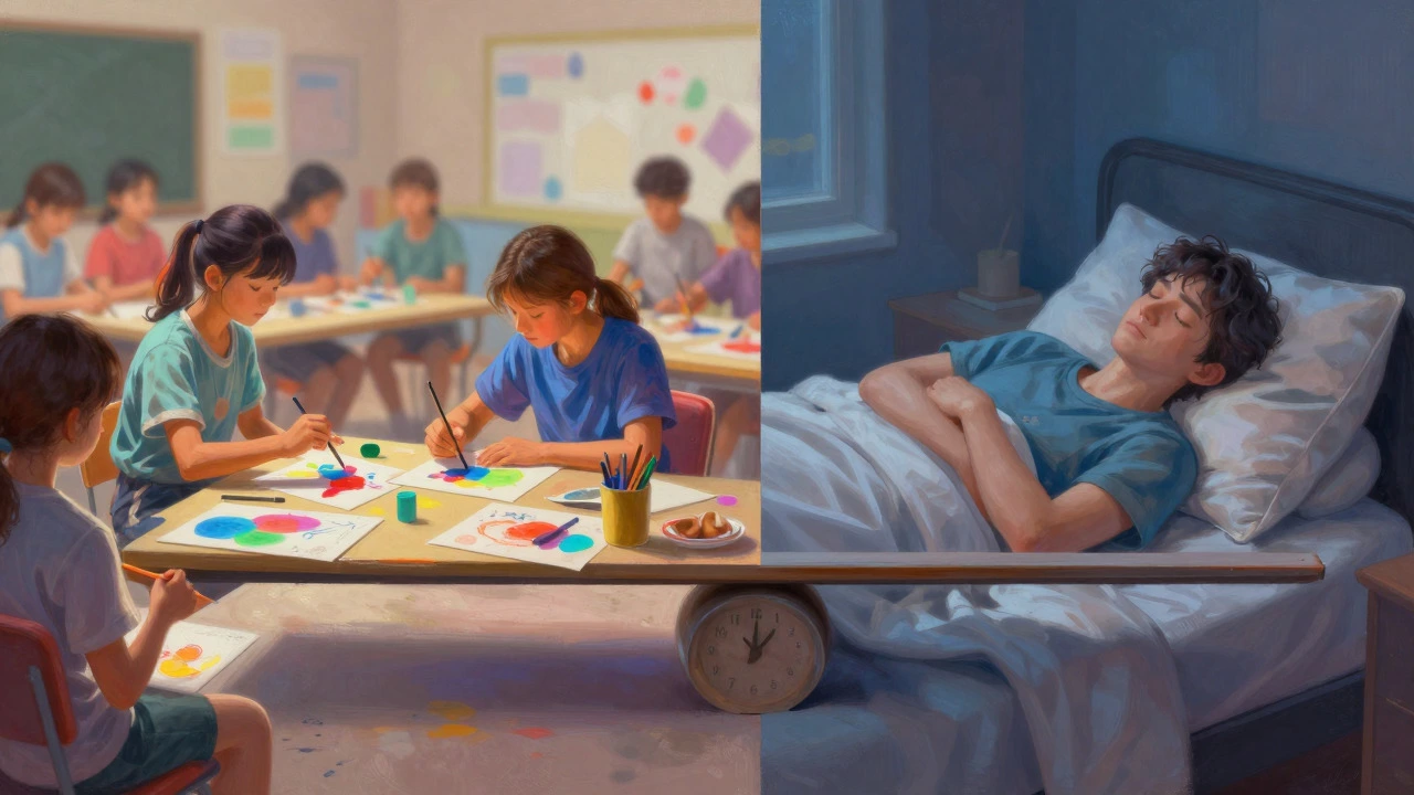 Split image showing creative clubs and restful sleep